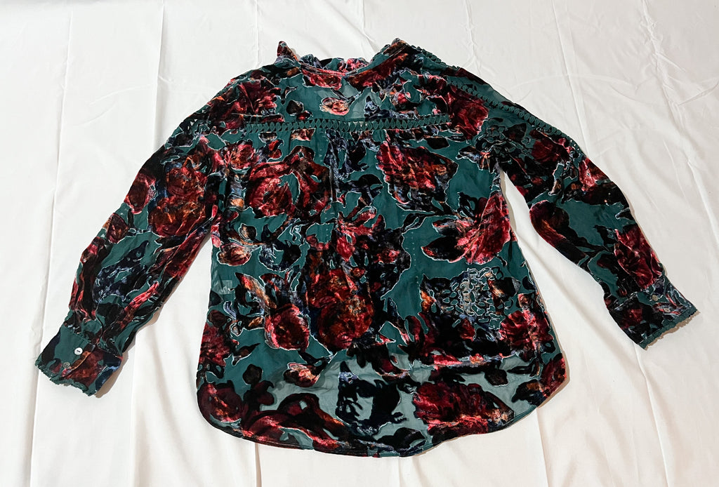 Blusa estampada de terciopelo marca Sundance talla M