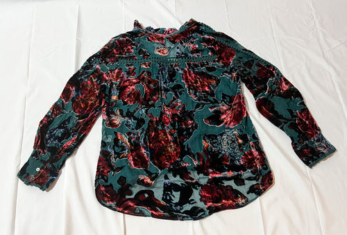 Blusa estampada de terciopelo marca Sundance talla M