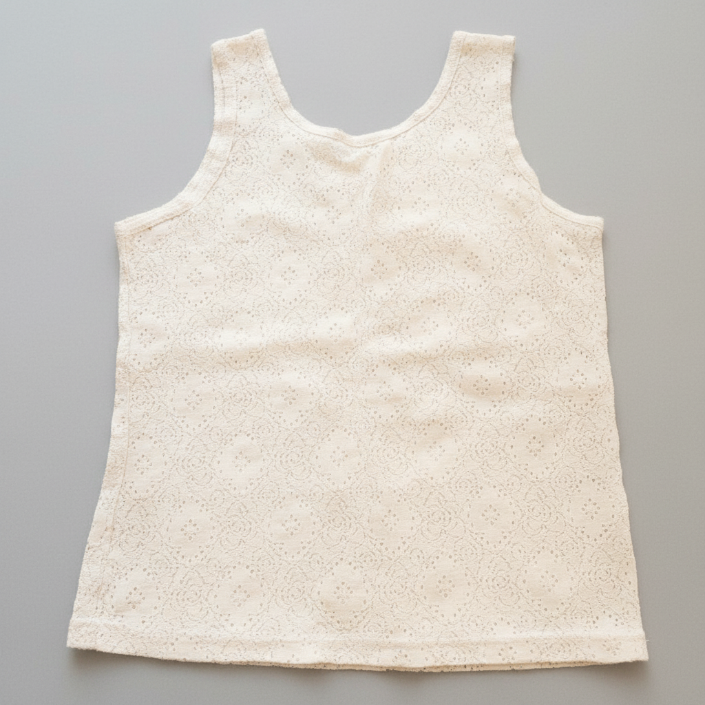 Polera sin mangas encaje beige sin marca talla S