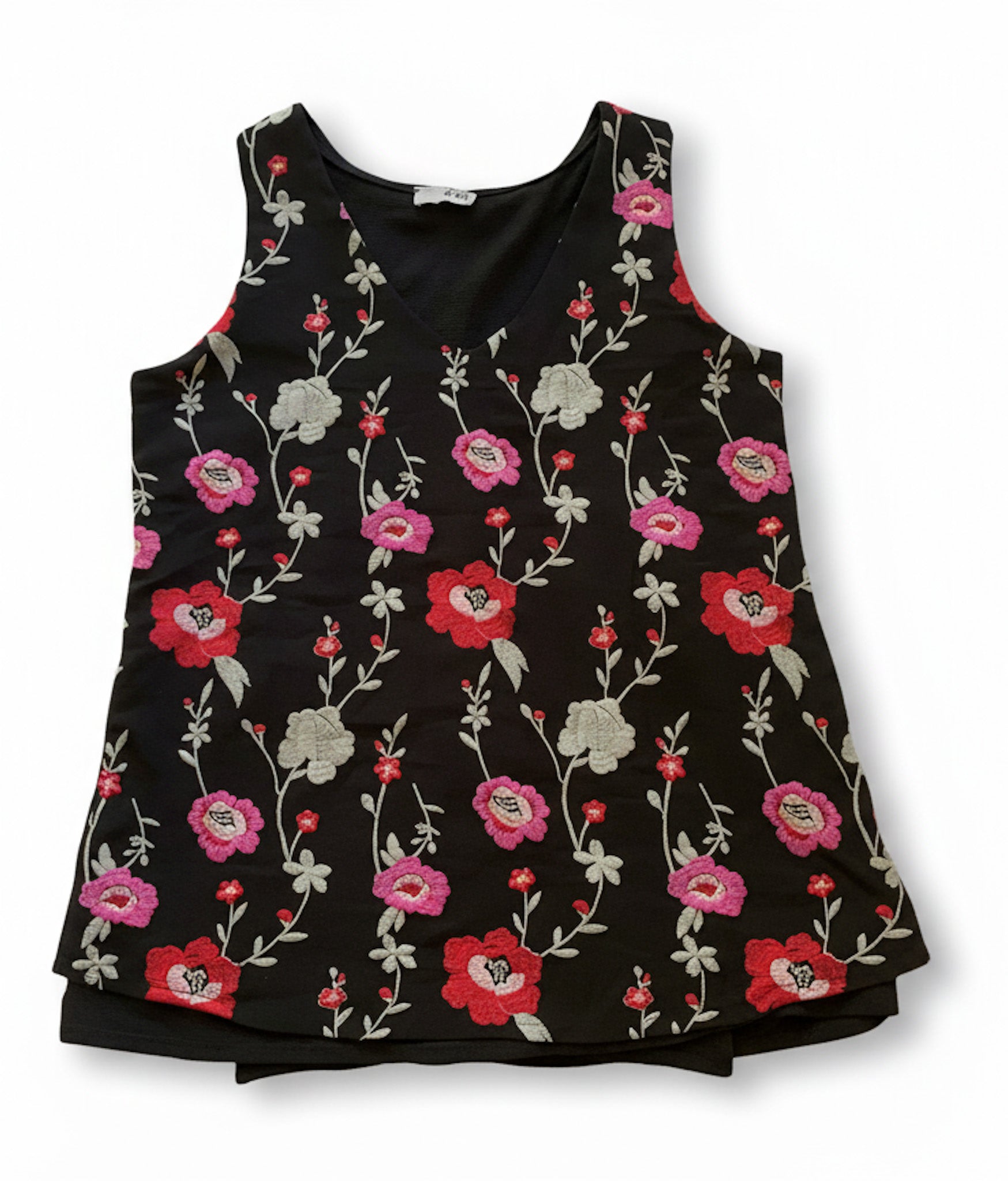 Polera sin mangas estampada tejido marca Zoe talla M