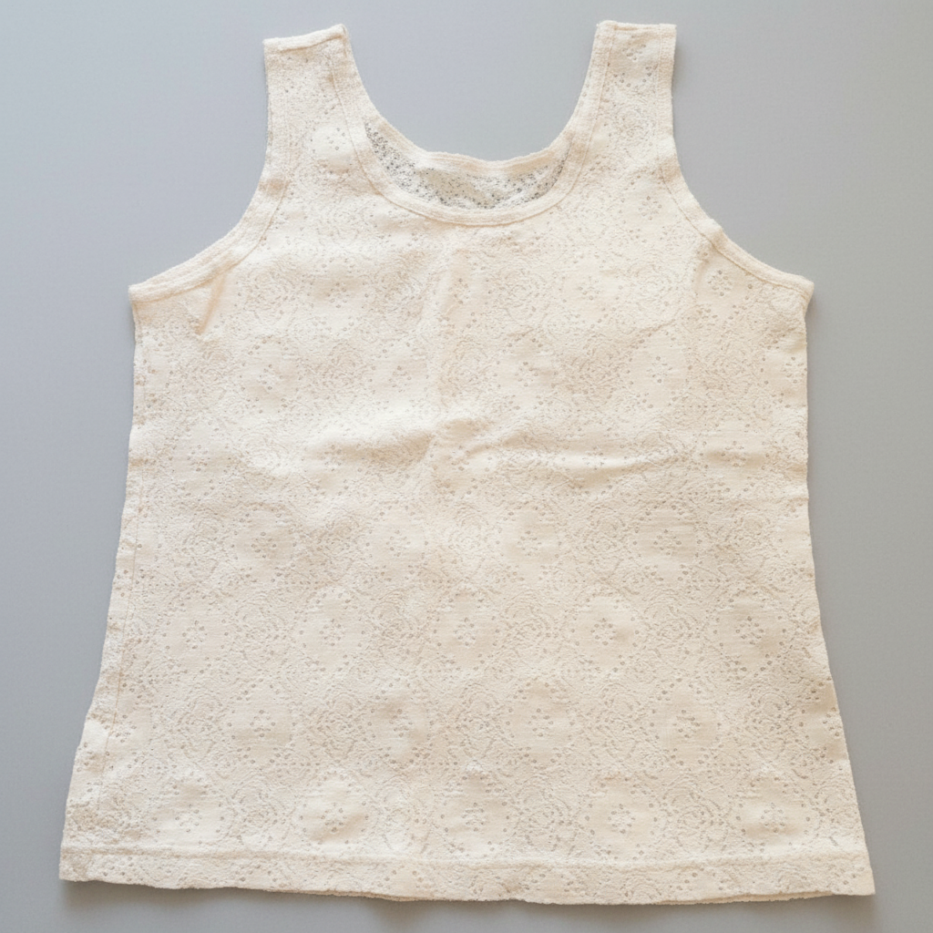 Polera sin mangas encaje beige sin marca talla S